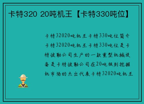 卡特320 20吨机王【卡特330吨位】